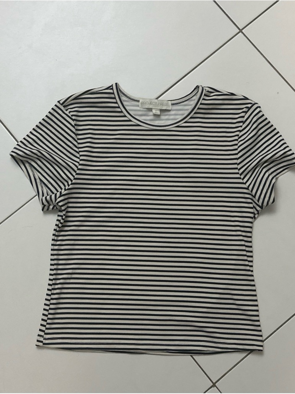 Classic Black & White Striped Crewneck Tee - Women